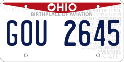 OH license plate GOU2645