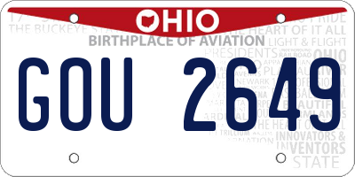 OH license plate GOU2649