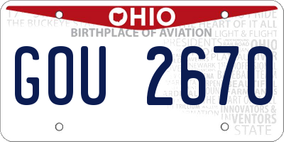 OH license plate GOU2670