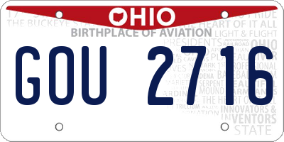 OH license plate GOU2716