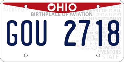 OH license plate GOU2718