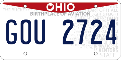 OH license plate GOU2724