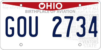 OH license plate GOU2734
