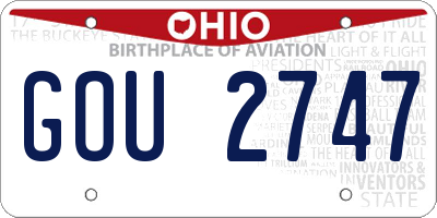 OH license plate GOU2747