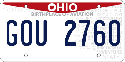 OH license plate GOU2760