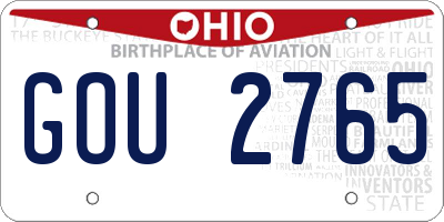 OH license plate GOU2765