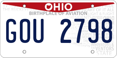 OH license plate GOU2798