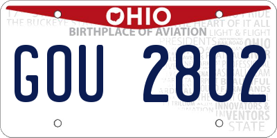 OH license plate GOU2802