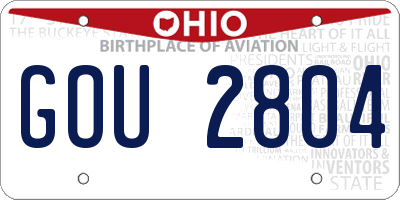 OH license plate GOU2804