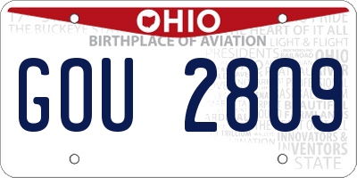 OH license plate GOU2809
