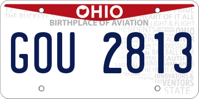 OH license plate GOU2813