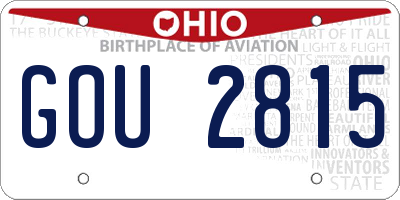 OH license plate GOU2815