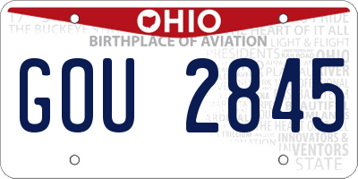 OH license plate GOU2845