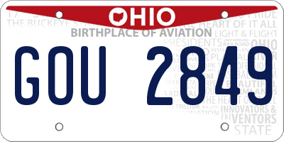 OH license plate GOU2849