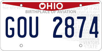 OH license plate GOU2874