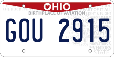 OH license plate GOU2915