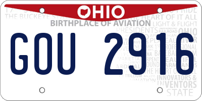 OH license plate GOU2916