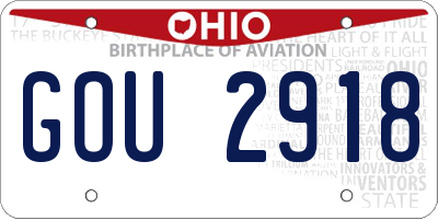 OH license plate GOU2918