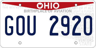 OH license plate GOU2920