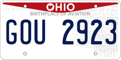 OH license plate GOU2923