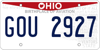 OH license plate GOU2927
