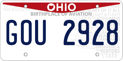 OH license plate GOU2928