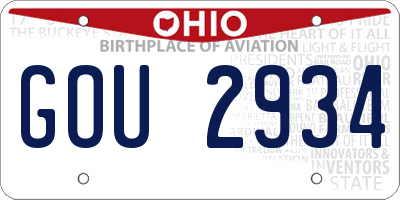 OH license plate GOU2934