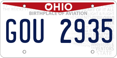 OH license plate GOU2935
