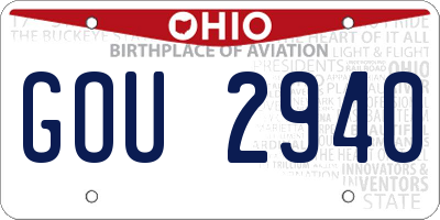 OH license plate GOU2940