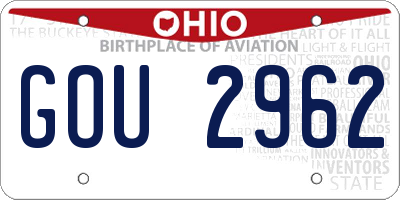 OH license plate GOU2962