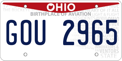 OH license plate GOU2965
