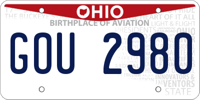 OH license plate GOU2980