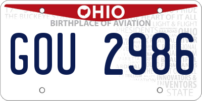 OH license plate GOU2986