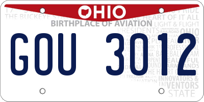 OH license plate GOU3012