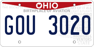 OH license plate GOU3020
