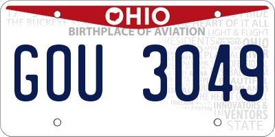 OH license plate GOU3049