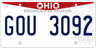 OH license plate GOU3092