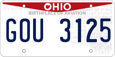 OH license plate GOU3125