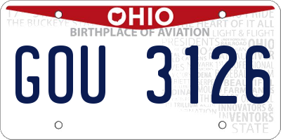 OH license plate GOU3126