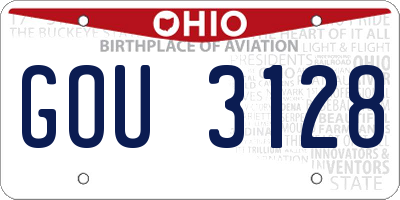 OH license plate GOU3128
