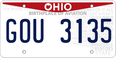 OH license plate GOU3135