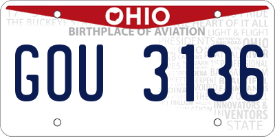 OH license plate GOU3136