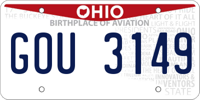 OH license plate GOU3149