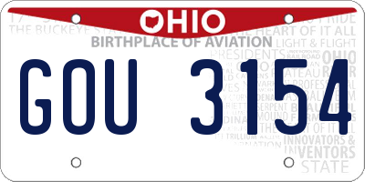 OH license plate GOU3154