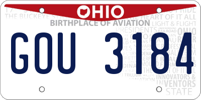 OH license plate GOU3184