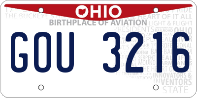 OH license plate GOU3216