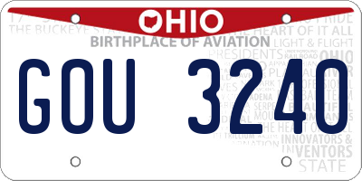 OH license plate GOU3240