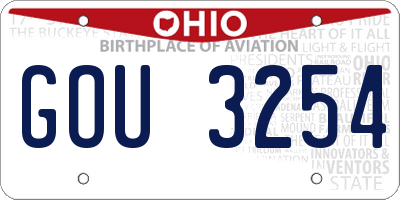 OH license plate GOU3254
