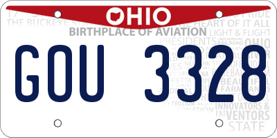 OH license plate GOU3328