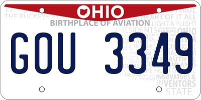 OH license plate GOU3349